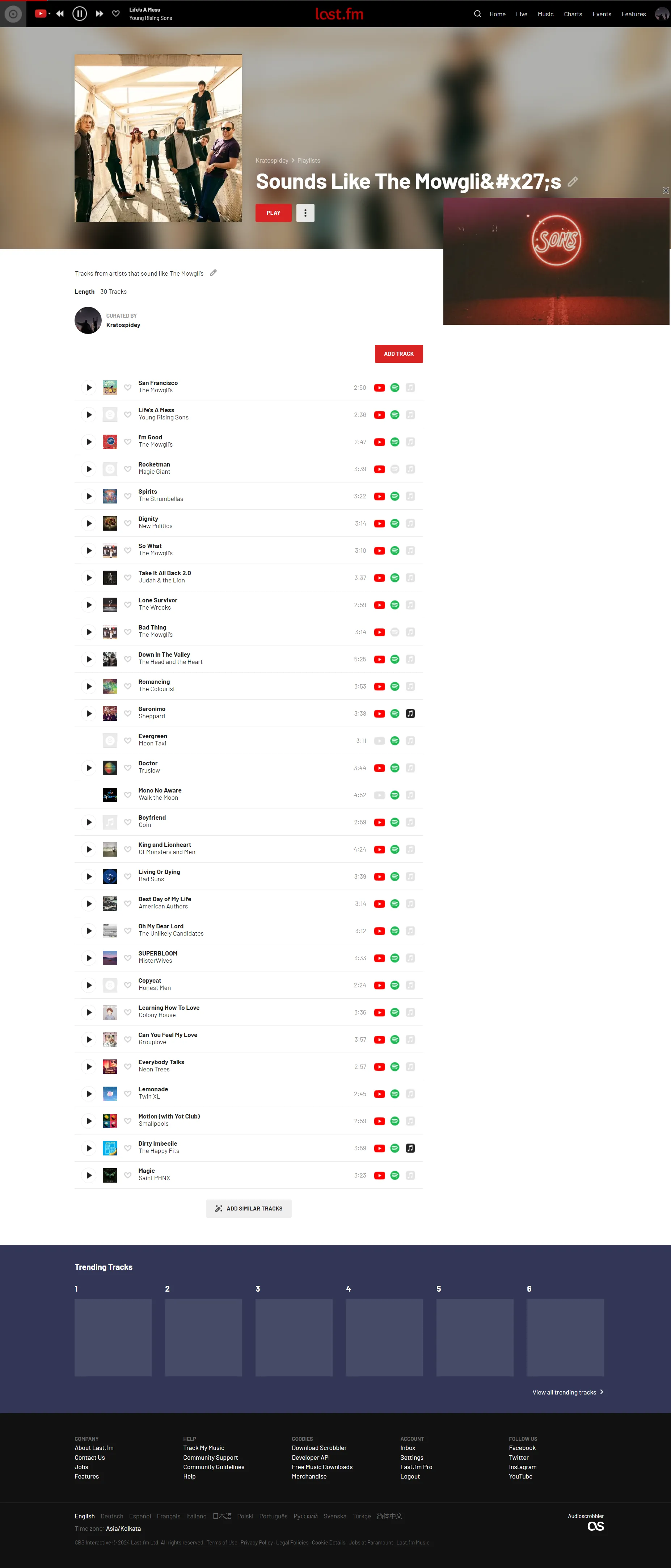 lastfm playlist recommendation page
